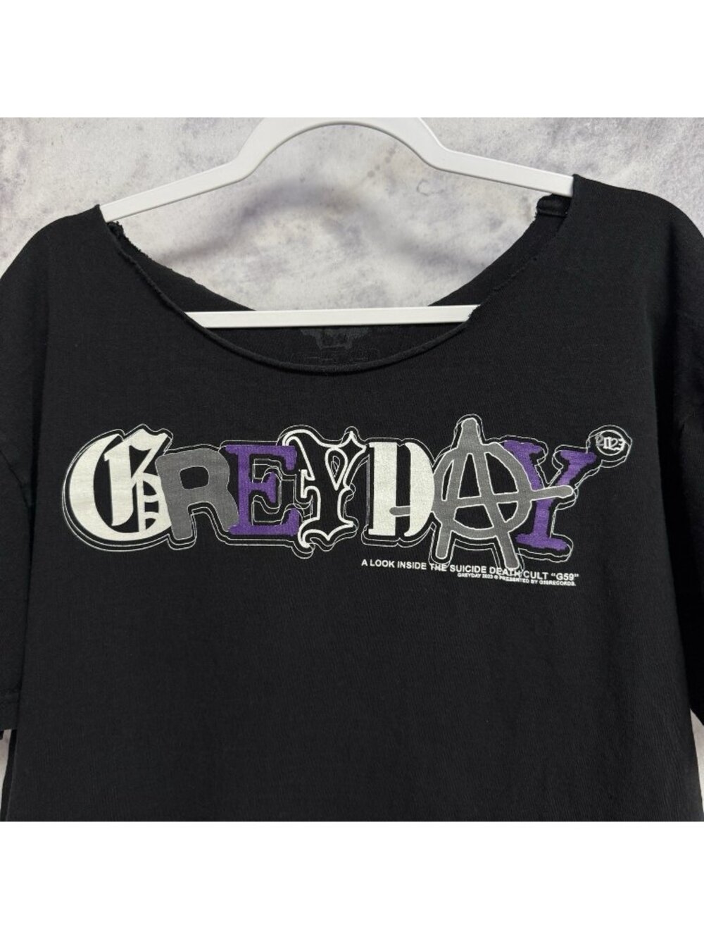 G59 Suicide Boys Grey Day Tour T Shirt Cut Off Neck Mens Large Emo Rap Hip Hop